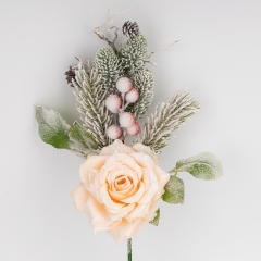 Декоративна гілка "Засніжена троянда", кремова, 47 см (9258-009)