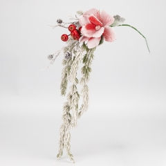 Декоративна звисаюча гілка "Засніжена магнолія", червона, 73 см (9258-011)