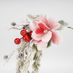 Декоративна звисаюча гілка "Засніжена магнолія", червона, 73 см (9258-011)