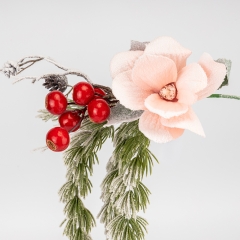 Декоративна звисаюча гілка "Засніжена магнолія", рожева, 73 см (9258-012)