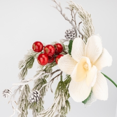 Декоративна звисаюча гілка "Засніжена магнолія", кремова, 73 см (9258-013)