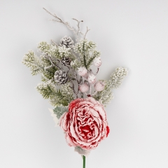Декоративна гілка "Засніжена троянда", червона, 46 см (9258-015)