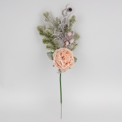 Декоративна гілка "Засніжена троянда", рожева, 46 см (9258-016)