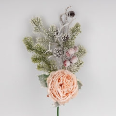 Декоративна гілка "Засніжена троянда", рожева, 46 см (9258-016)