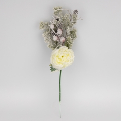 Декоративна гілка "Засніжена троянда", біла, 46 см (9258-017)