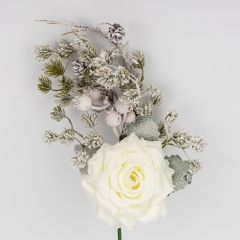 Декоративна гілка "Засніжена троянда", біла, 46 см (9258-020)