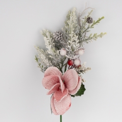 Декоративна гілка "Засніжена магнолія", червона, 47 см (9258-021)