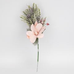 Декоративна гілка "Засніжена магнолія", рожева, 47 см (9258-022)