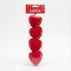 Набір з 4 підвісних флокових сердець, 6 см (2021-005)