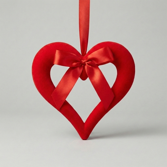 Декоративне підвісне флокове серце, 25 см (12025-002)