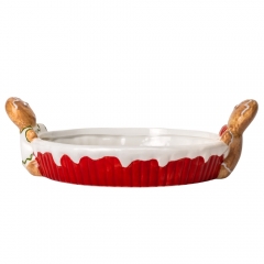 УЦІНКА Блюдо "Різдвяне печиво", 21*8 см (Скол,дефект фарбування,чорні краплинки,дефект заливки глазурі) (00BR-6021-007)