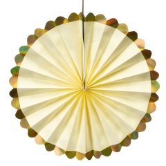 Набір з 6 паперових віял, білі з золотою облямівкою (8706-004)