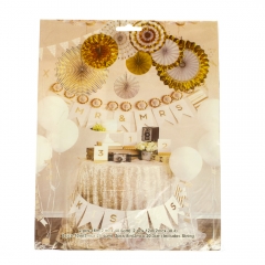 Набір з 8 паперових віял, білий в золотий горох (8706-009)