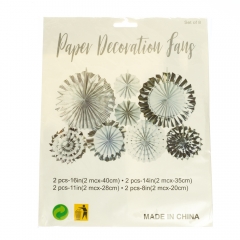 Набір 8 паперових віял, білий в срібний горох (8706-010)