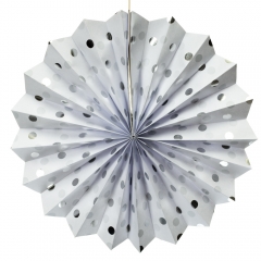 Набір 8 паперових віял, білий в срібний горох (8706-010)