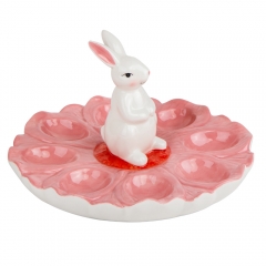 УЦІНКА Підставка для 8 яєць "Весняний подих" (Тріщина глазурі на зайці чи на тарілці/Недокрас) (00BR-5006-007)