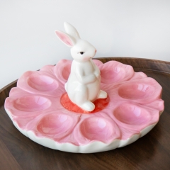УЦІНКА Підставка для 8 яєць "Весняний подих" (Тріщина глазурі на зайці чи на тарілці/Недокрас) (00BR-5006-007)