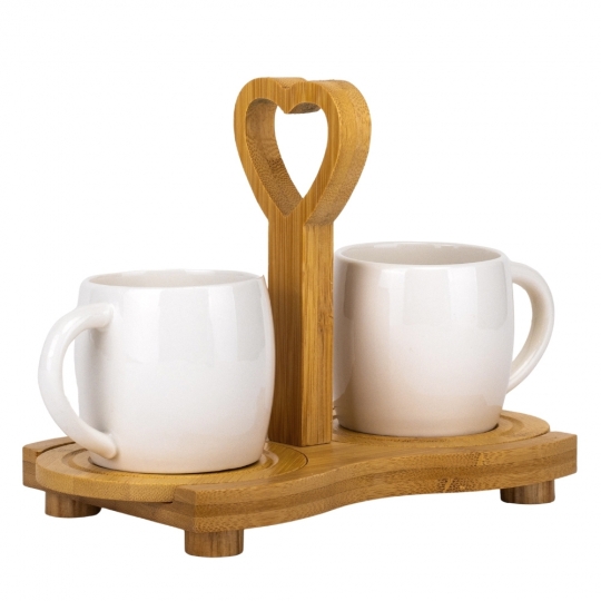 Набор кружок с бамбуковой подставкой 