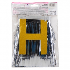 Декоративна шторка для фотозони "Happy Birthday", 3 м, срібна (9092-041)