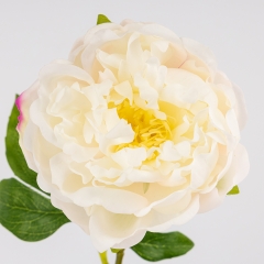 Штучна півонія з ефектом живого дотику, біла, 60 см (2025-005)