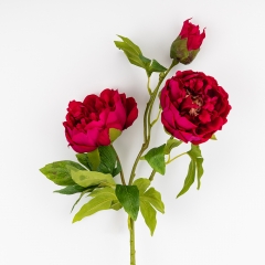 Штучна півонія з 3 бутонами з ефектом живого дотику, рожева, 80 см (2025-012)