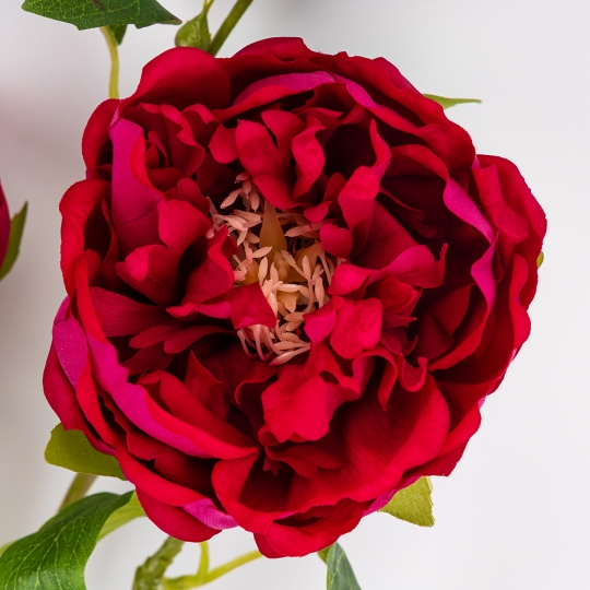 Искусственный пион с 3 бутонами с эффектом живого прикосновения, розовый, 80 см (2025-012)