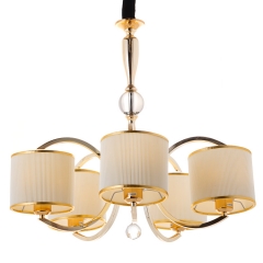 Люстра золотая с 5 бежевыми абажурами (QL006/5) (QL006/5)