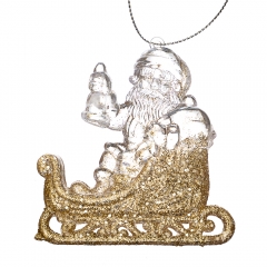 Ёлочная игрушка "Золотой Дед Мороз на санях" (009NR/gold)