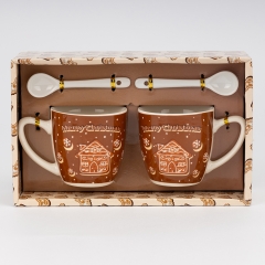 Набір з 2 кружок з ложечками "Merry Christmas", 180 мл * Рандомний вибір дизайну (9250-022)