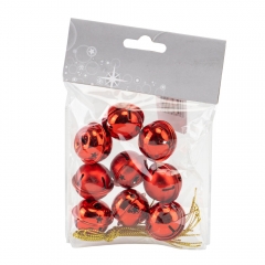 Набір ялинкових іграшок "Червоні дзвіночки" (9 шт), 3 см (6040-014)