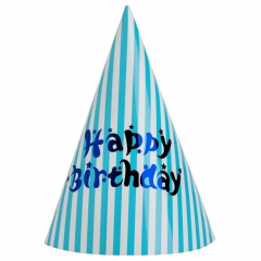 Набір ковпаків "З Днем Народження", 6 шт, блакитний, 24 см (9093-015)