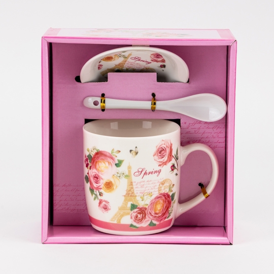 Кружка с блюдцем и ложечкой 