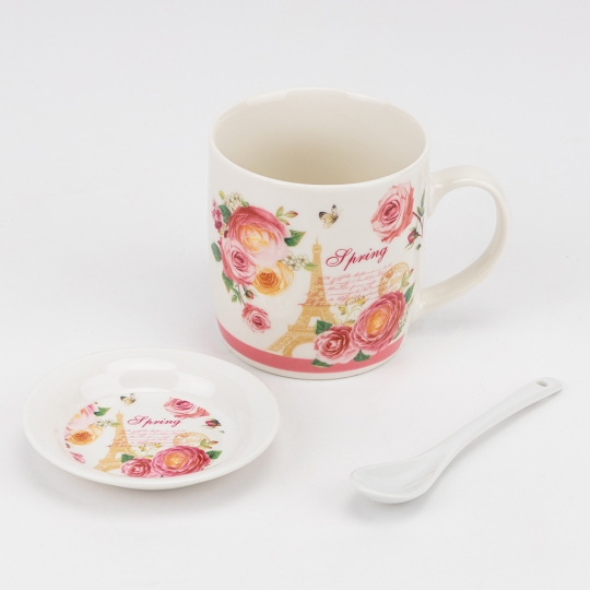 Кружка с блюдцем и ложечкой 