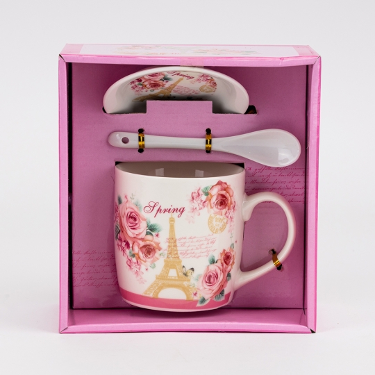 Кружка с блюдцем и ложечкой 