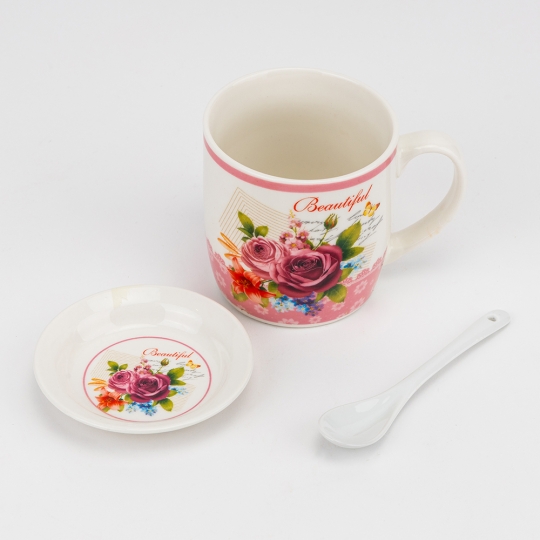 Кружка с блюдцем и ложечкой 