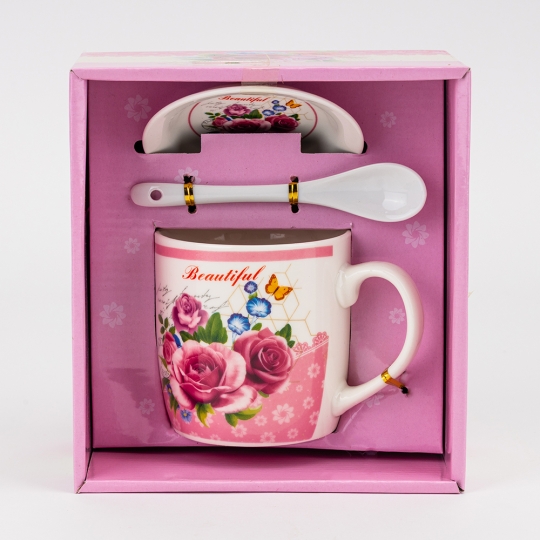 Кружка с блюдцем и ложечкой 