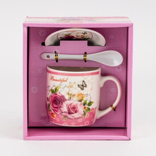 Кружка с блюдцем и ложечкой 