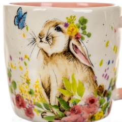 УЦІНКА Чашка Квітковий кролик з метеликом (400 мл.) (дефект заливки або фарбування цятки) (4002-003)