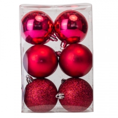 Набор елочных шаров "Праздничная Мозаика" (6см * 12 шт, малиновый) (6025-022)