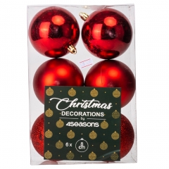 Набор елочных шаров "Рождественский ритуал" (8см * 6шт, красный) (6025-023)