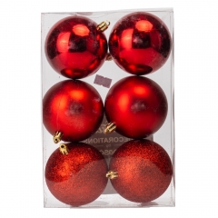 Набор елочных шаров "Рождественский ритуал" (8см * 6шт, красный) (6025-023)