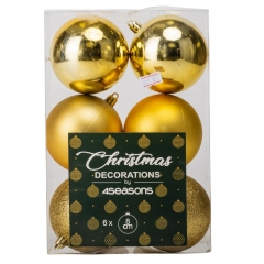 Набор елочных шаров "Рождественский ритуал" (8см * 6шт, золотой) (6025-024)