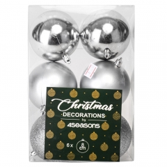Набор елочных шаров "Рождественский ритуал" (8см * 6шт, серебряный) (6025-025)