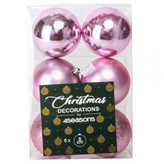 Набор елочных шаров "Рождественский ритуал" (8см * 6шт, розовый) (6025-026)