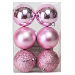 Набор елочных шаров "Рождественский ритуал" (8см * 6шт, розовый) (6025-026)